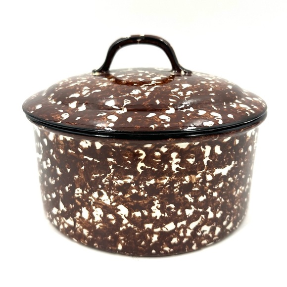 Stangl Town & Country Covered Casserole Dish Lid Soup Pot Brown Sponge Round 8in - Picture 9 of 9